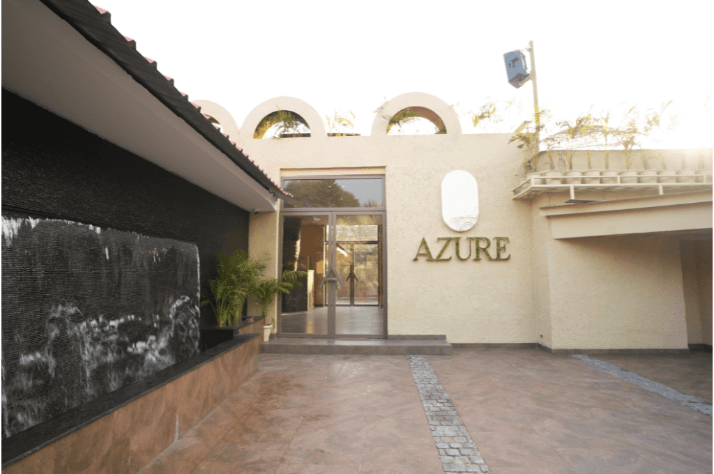 An evening table set at Azure, a rooftop garden in Vatika Park, Panchkula