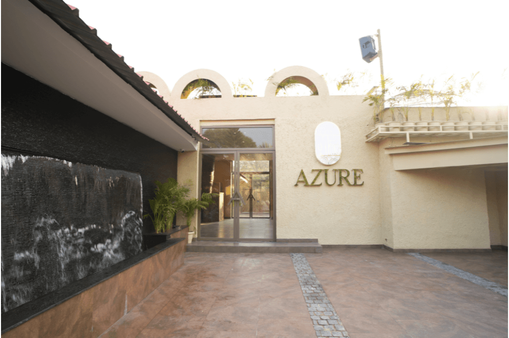 An evening table set at Azure, a rooftop garden in Vatika Park, Panchkula